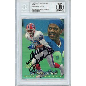 Andre Reed Buffalo Bills Signed 1997 Flair Football Card Beckett BAS Autographed
